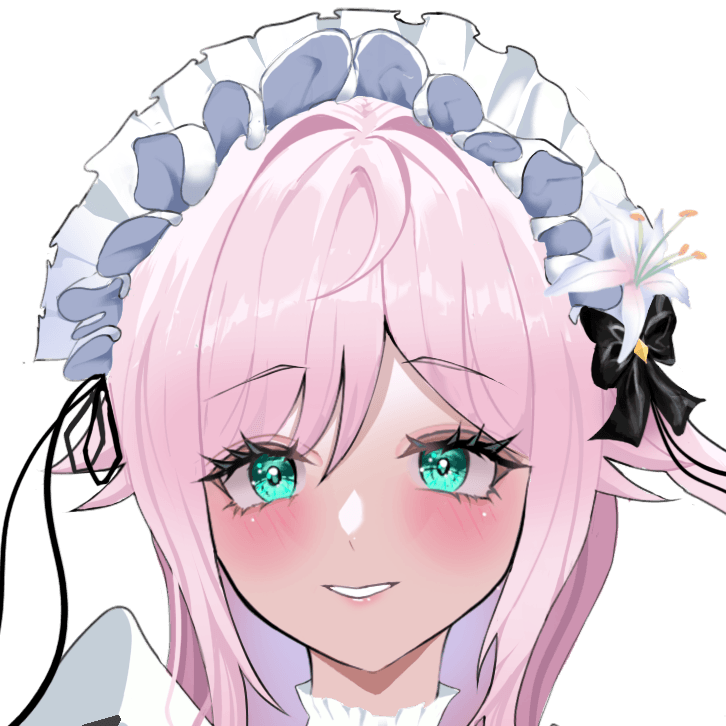 Aecaetia cover art featuring Lilia with pink hair, bright aqua eyes, and a maid headpiece.